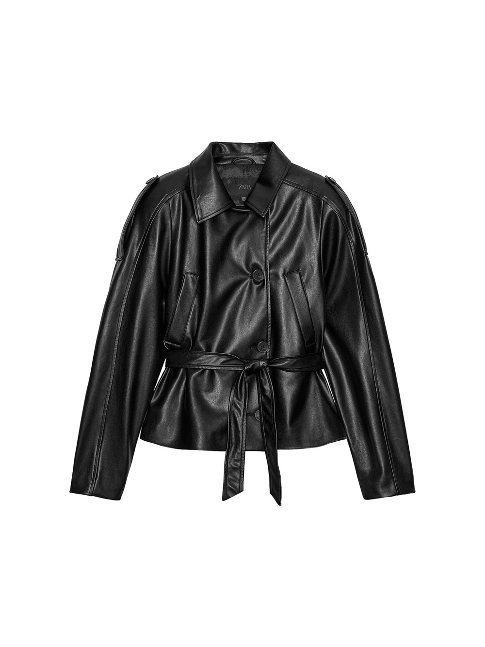 Zara Short Faux Leather Trench Coat